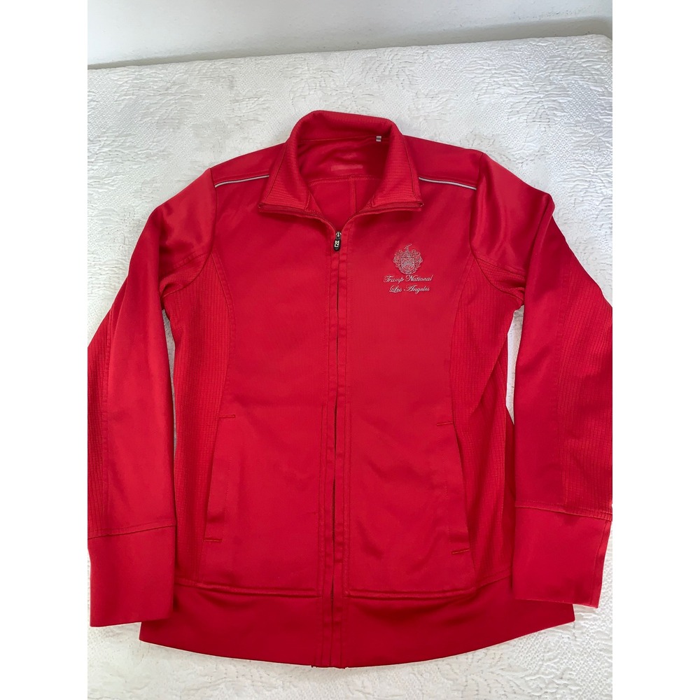 Cutter & Buck Trump National Los Angeles Red Full Zip Golf Jacket Womens Medium